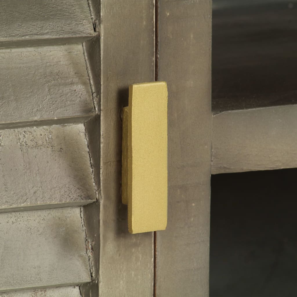 vidaXL Έπιπλο Τηλεόρασης Γκρι Με Ορείχαλκο 110x30x48 εκ. Μασίφ Μάνγκο