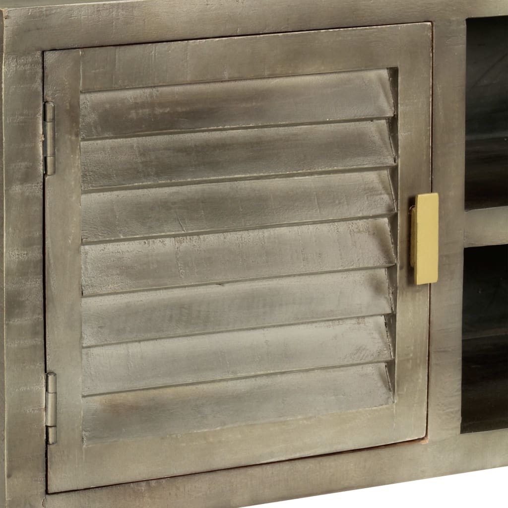 vidaXL Έπιπλο Τηλεόρασης Γκρι Με Ορείχαλκο 110x30x48 εκ. Μασίφ Μάνγκο