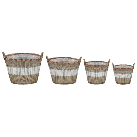 vidaXL Γλάστρες Υπερυψωμένες 4 τεμ. Wicker με Επένδυση Πολυαιθυλενίου