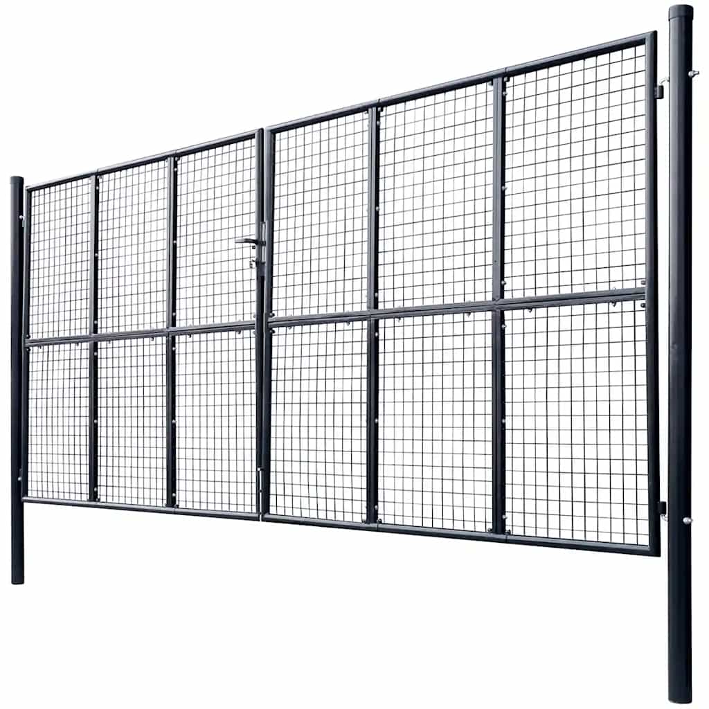 vidaXL Πόρτα Κήπου με Πλέγμα Γκρι 400x175 εκ. από Γαλβανισμένο Ατσάλι