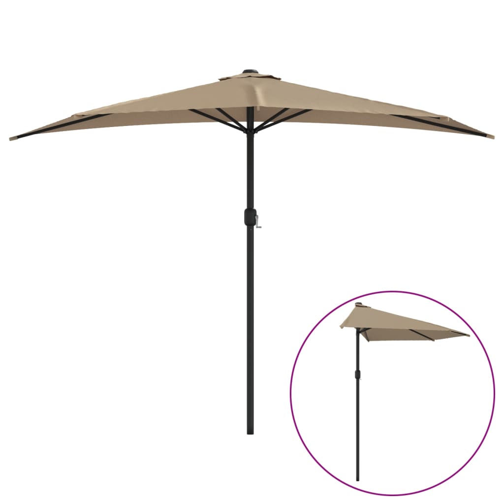 vidaXL Ομπρέλα Βεράντας Ημικυκλική Χρώμα Taupe 300x155 εκ Ιστός Αλουμ.