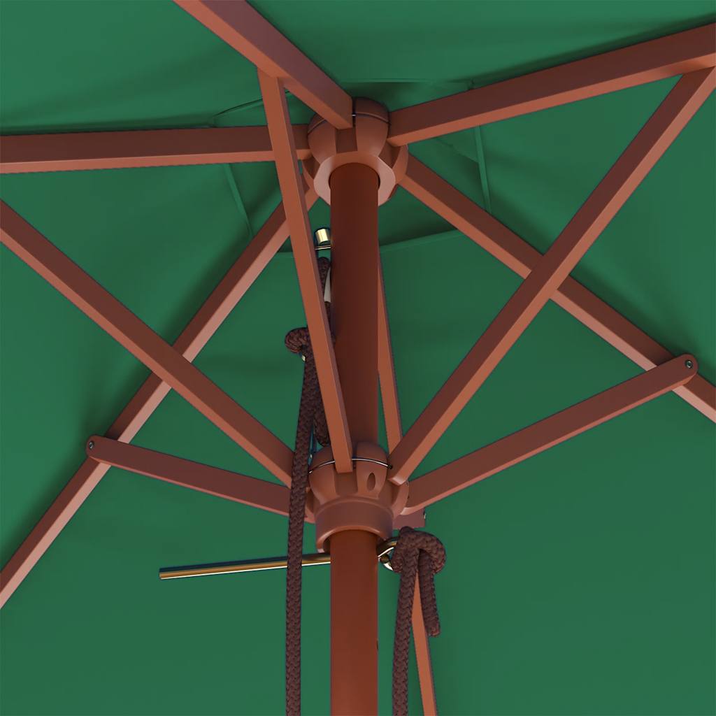 vidaXL Ομπρέλα Κήπου Πράσινη 150 x 200 εκ. με Ξύλινο Ιστό