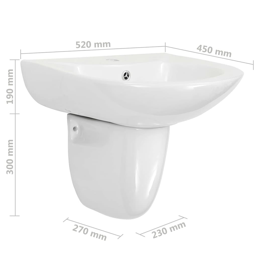 vidaXL Λεκάνη Λευκό 52 x 45 x 49 εκ Γυαλιστερή Κεραμική