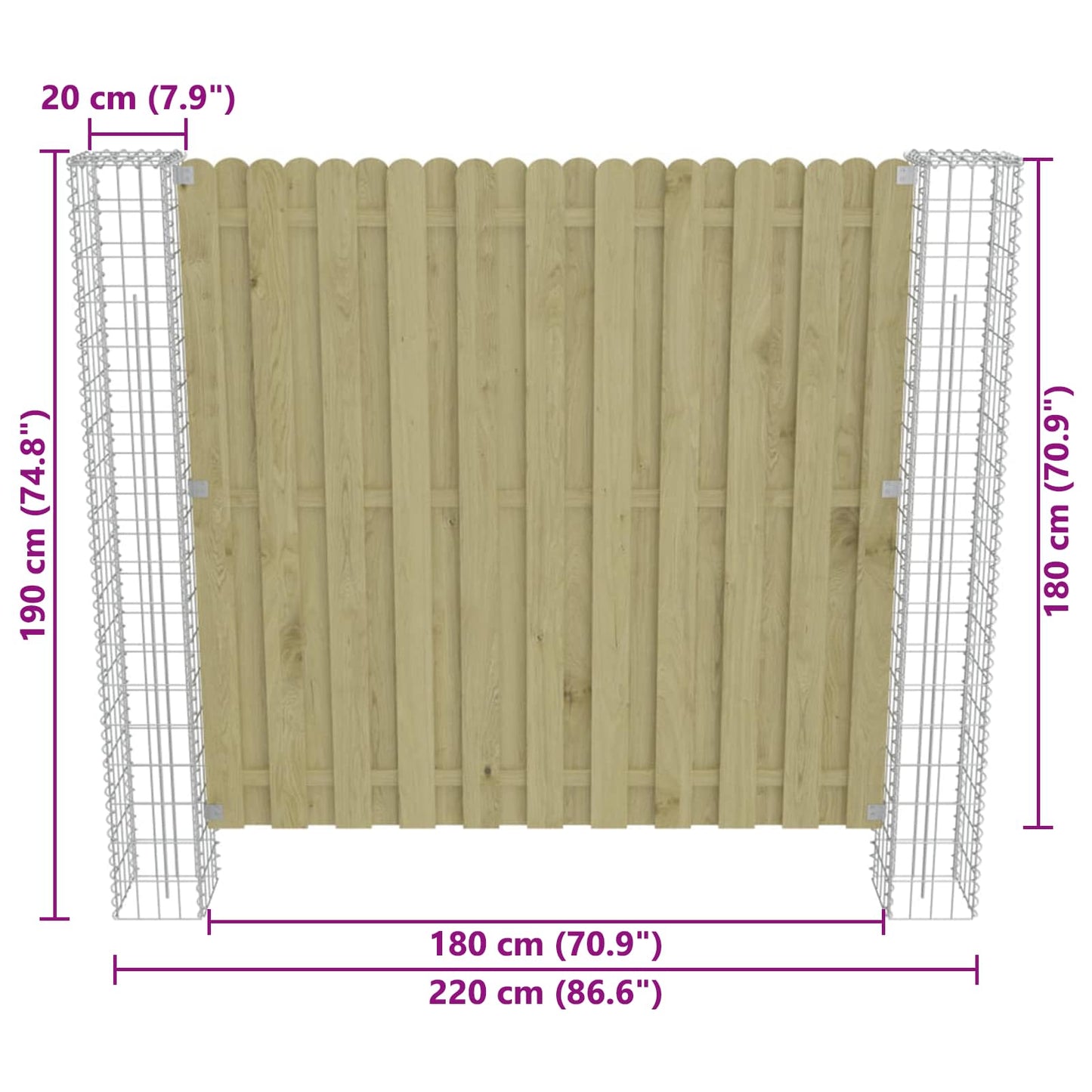 vidaXL Στύλος Περιφράξεων 2 pcs Ασημί 20 x 20 x 190 εκ. Μέταλλο