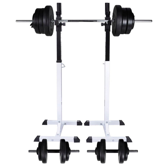 vidaXL Ορθοστάτης Μπάρας/Squat Rack με Σετ Μπάρα και Αλτήρες 60,5 κ.
