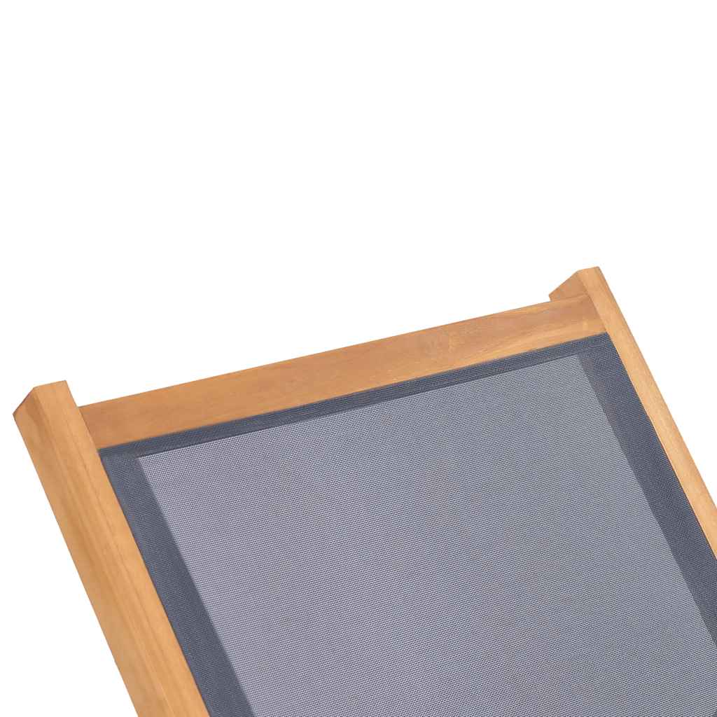 vidaXL Ξαπλώστρα Πτυσσόμενη από Μασίφ Ξύλο Teak και Textilene με Ρόδες