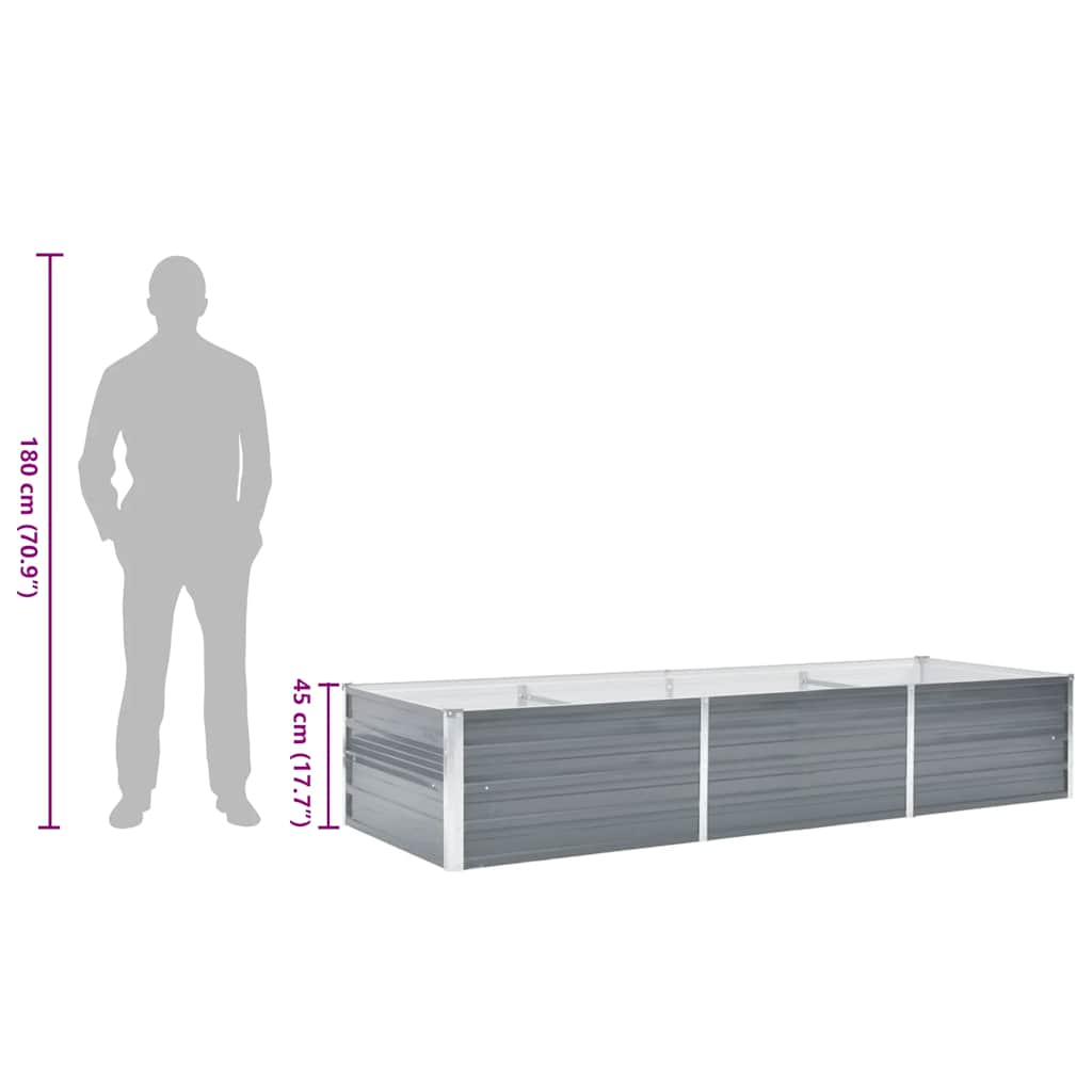 vidaXL Ζαρντινιέρα Υπερυψωμένη Γκρι 240x80x45 εκ. Γαλβανισμ. Χάλυβας