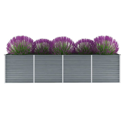 vidaXL Ζαρντινιέρα Υπερυψωμένη Γκρι 320x80x77 εκ. Γαλβανισμ. Χάλυβας