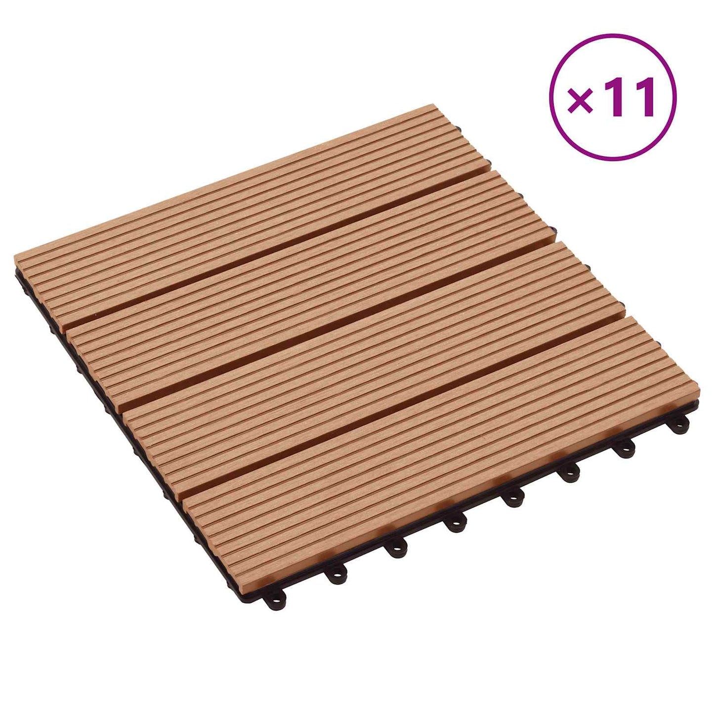 vidaXL Πλάκα Κατασκευής 11 pcs Ξύλο teak 30 x 30 cm WPC