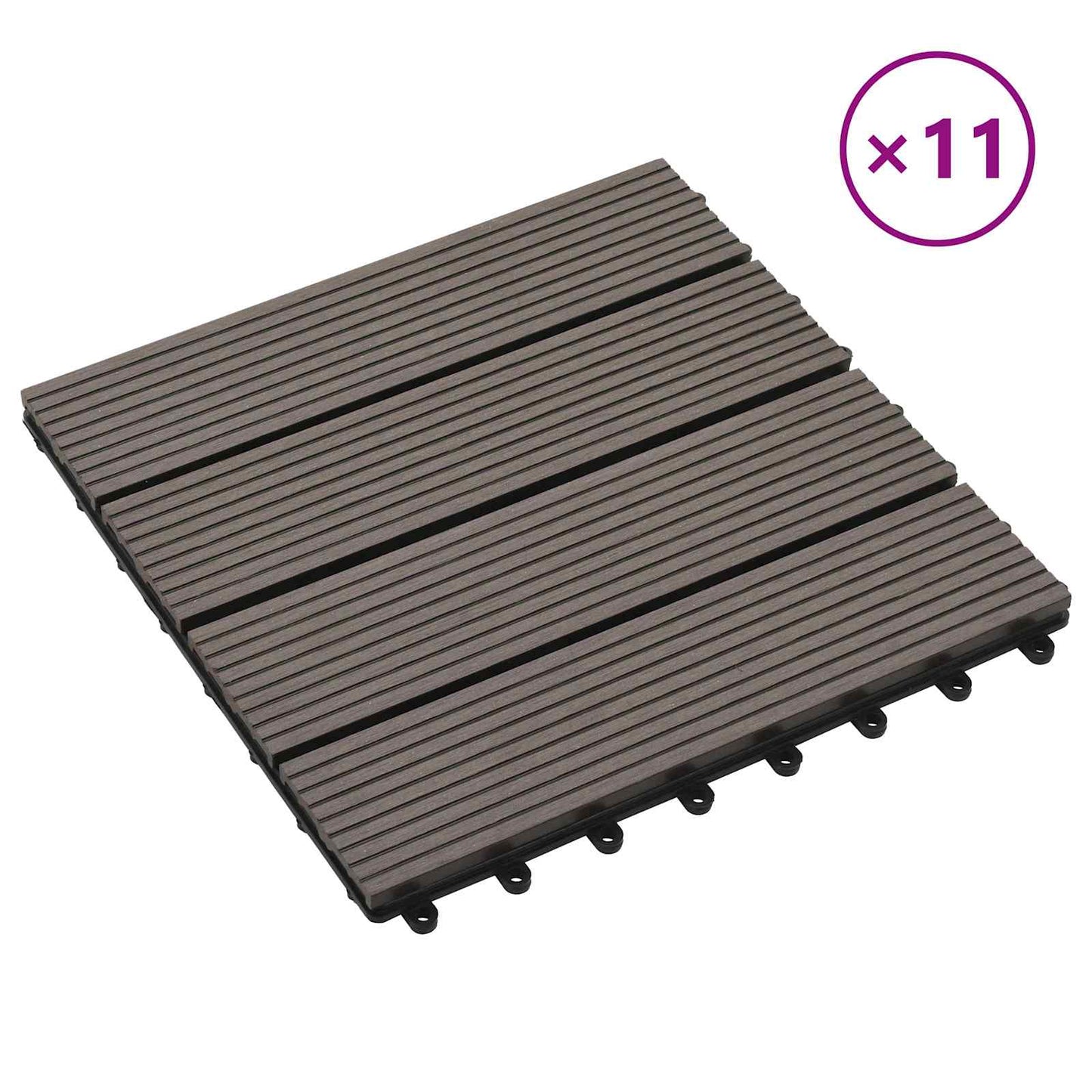 vidaXL Πλάκα Κατασκευής 11 pcs Σκούρο Καφέ 30 x 30 cm WPC