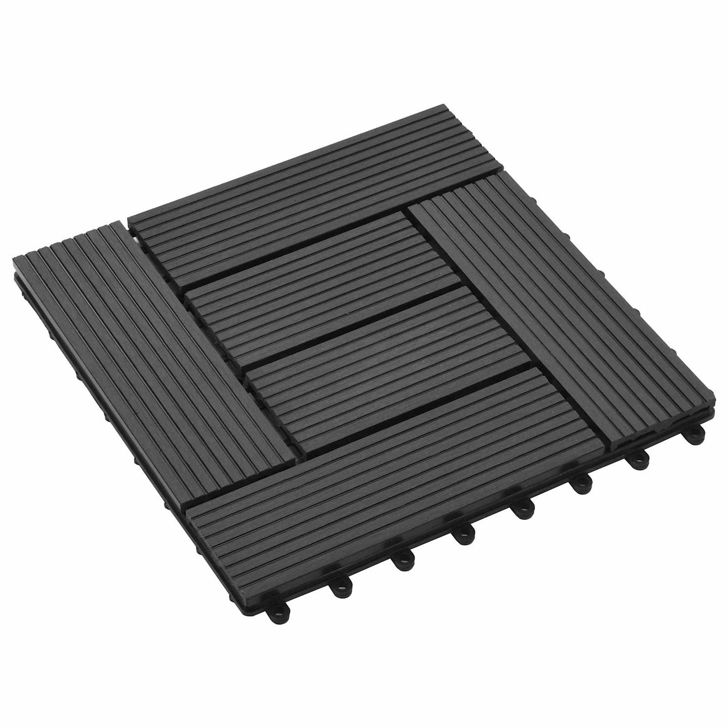 vidaXL Πλάκα Κατασκευής 11 pcs Μαύρο 30 x 30 cm WPC