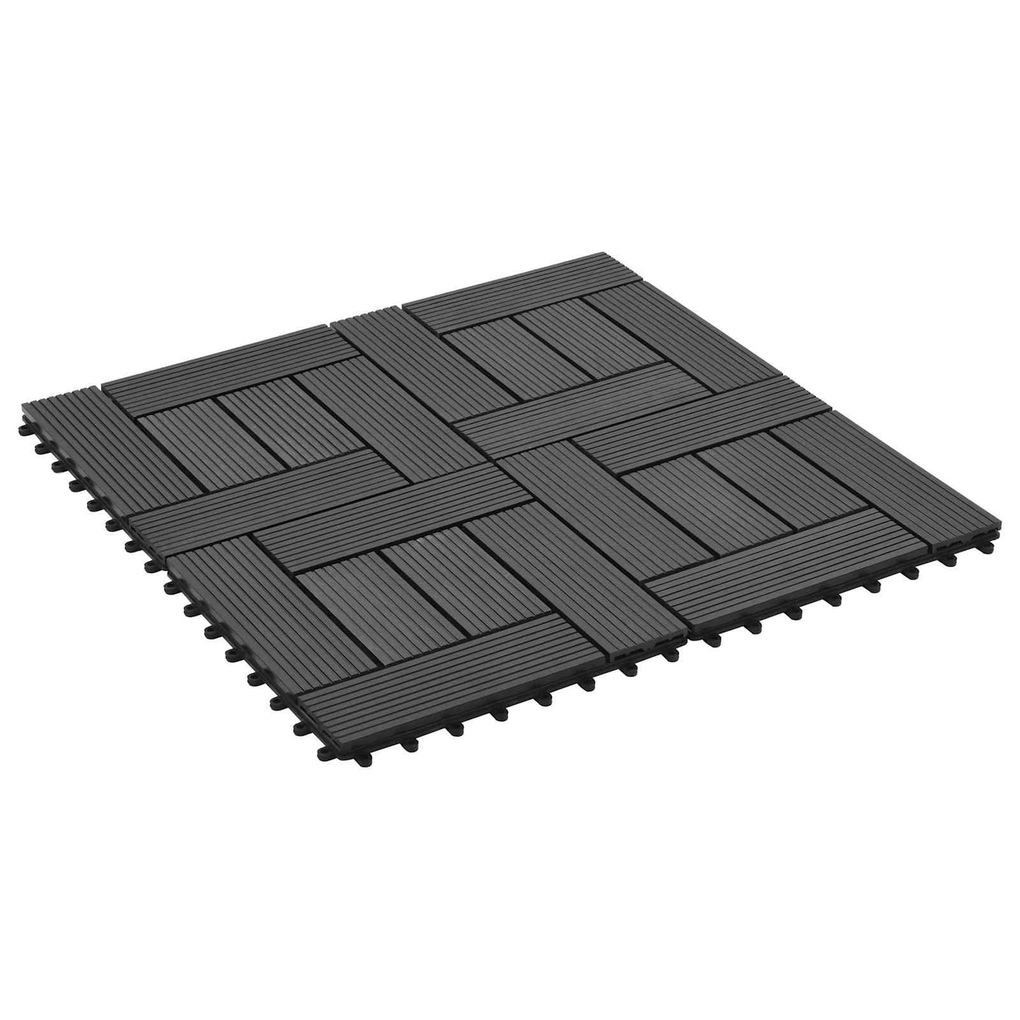 vidaXL Πλάκα Κατασκευής 11 pcs Μαύρο 30 x 30 cm WPC
