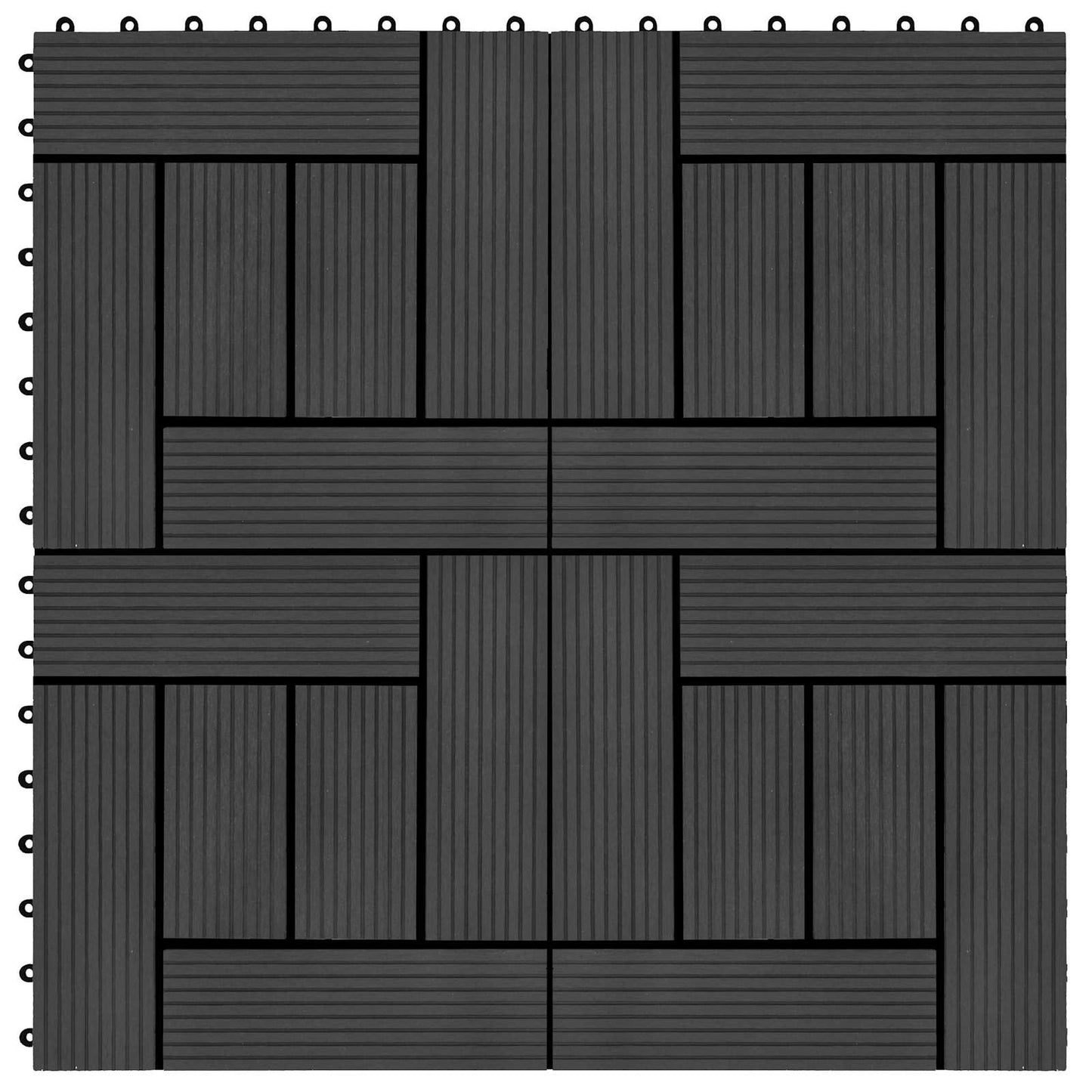 vidaXL Πλάκα Κατασκευής 11 pcs Μαύρο 30 x 30 cm WPC