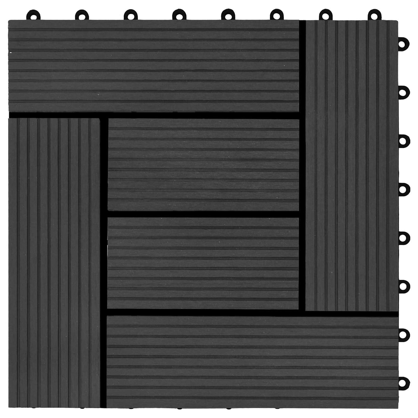vidaXL Πλάκα Κατασκευής 11 pcs Μαύρο 30 x 30 cm WPC