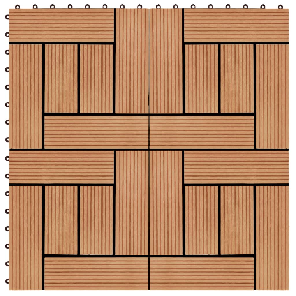 vidaXL Πλακάκια Deck 11 τεμ. Χρώμα Teak 30 x 30 εκ. 1 μ² από WPC