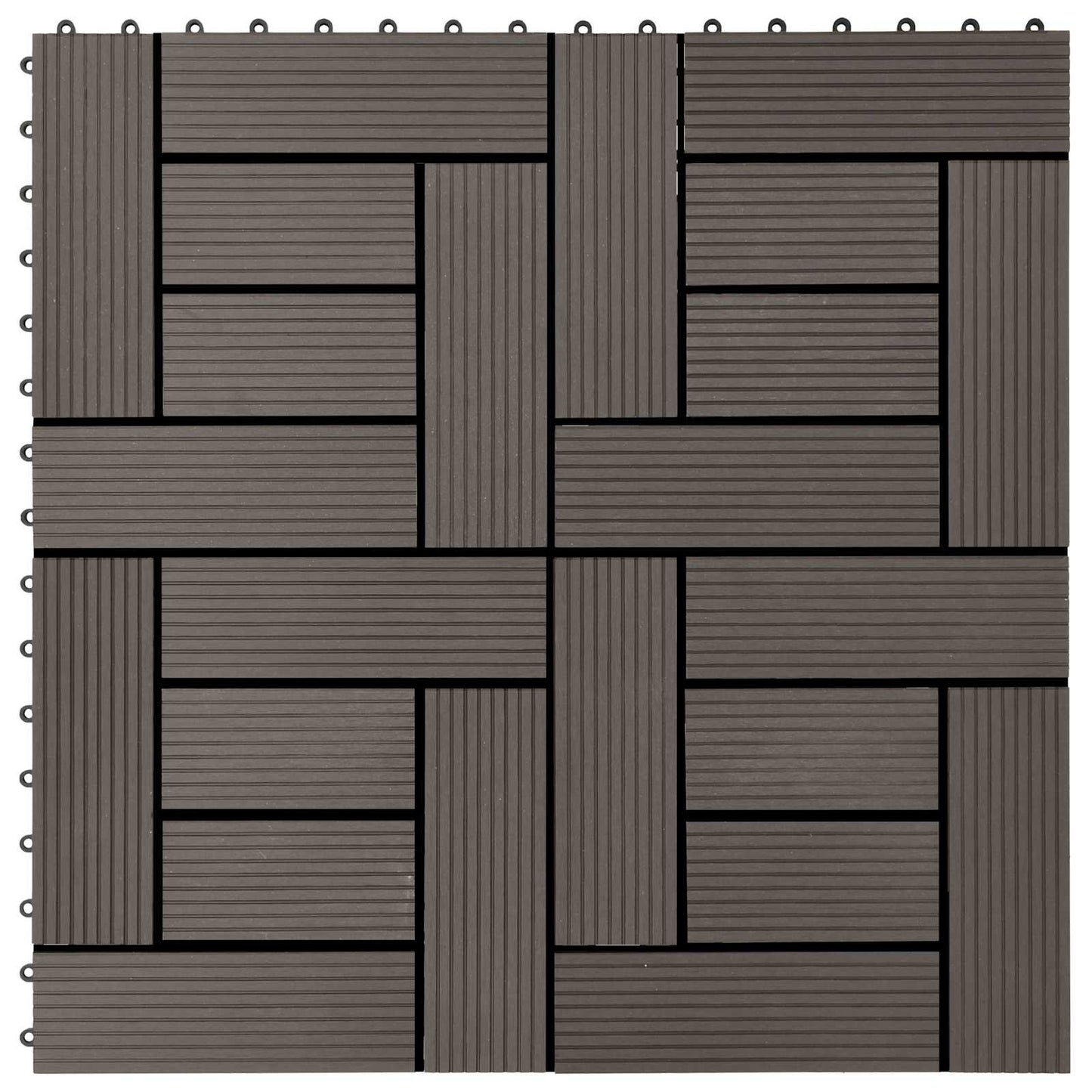 vidaXL Πλάκα Κατασκευής 11 pcs Σκούρο Καφέ 30 x 30 cm WPC