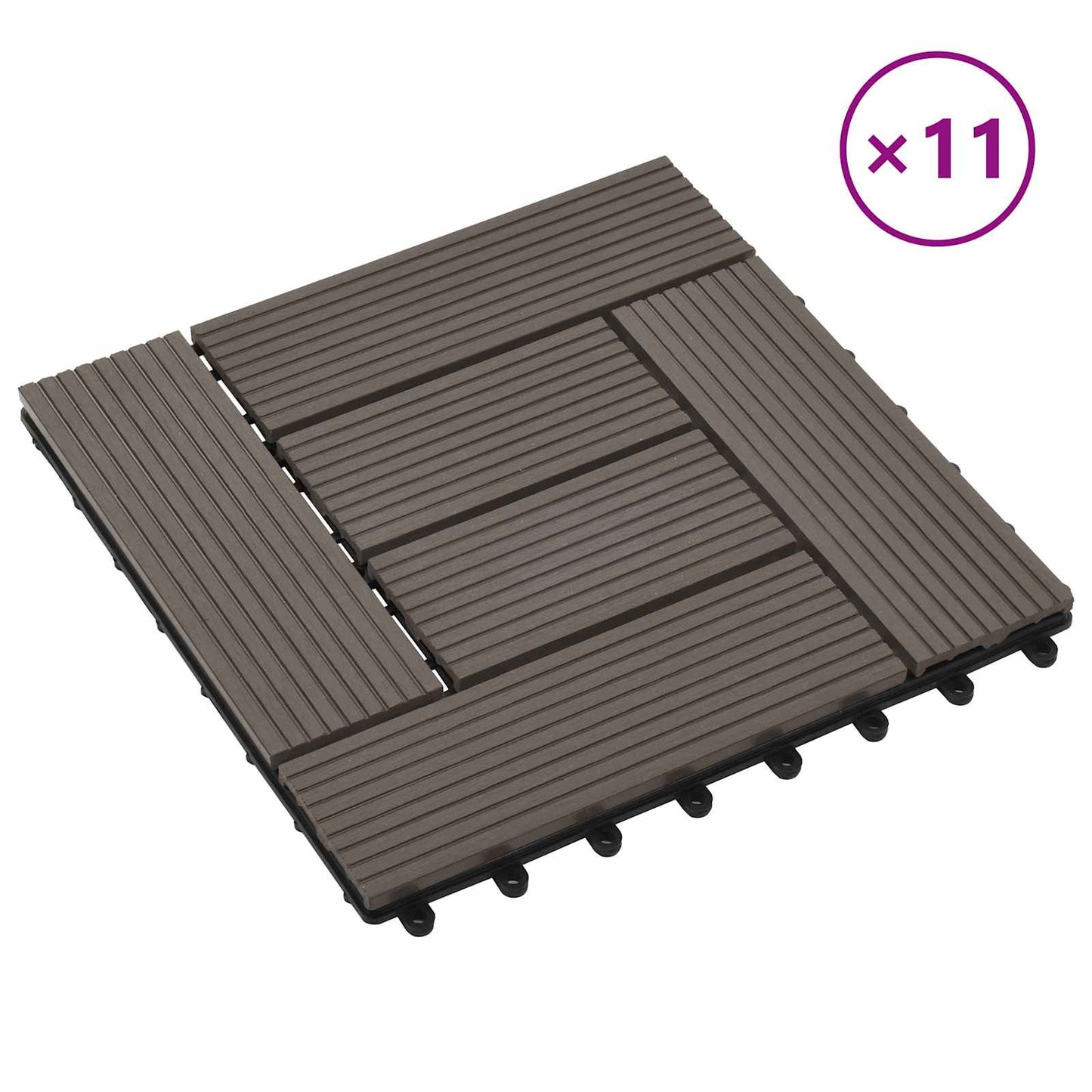 vidaXL Πλάκα Κατασκευής 11 pcs Σκούρο Καφέ 30 x 30 cm WPC