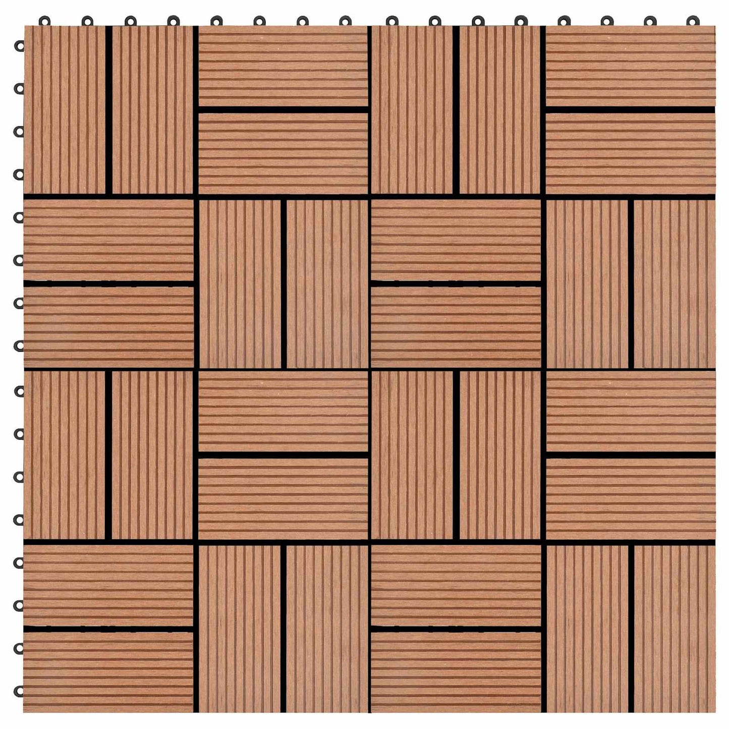 vidaXL Πλάκα Κατασκευής 11 pcs Καφέ 30 x 30 cm WPC
