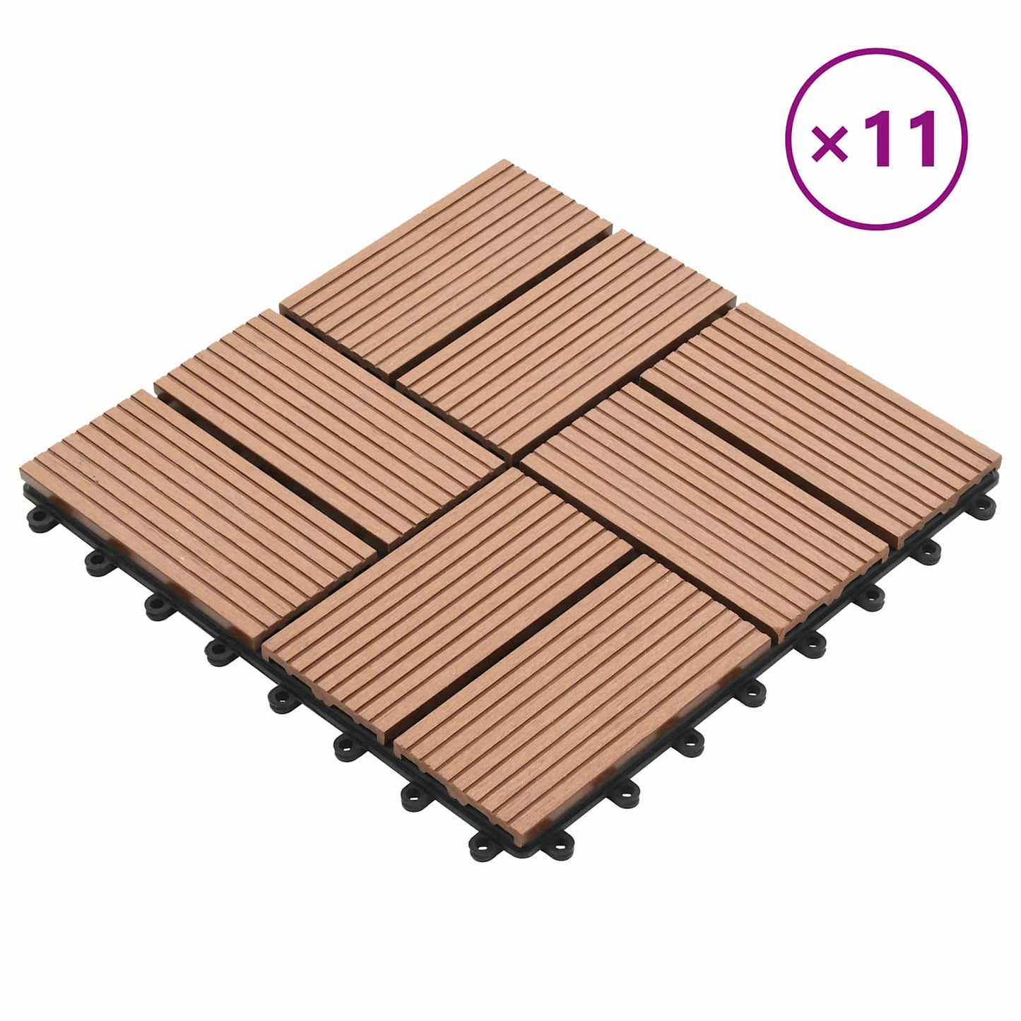 vidaXL Πλάκα Κατασκευής 11 pcs Καφέ 30 x 30 cm WPC