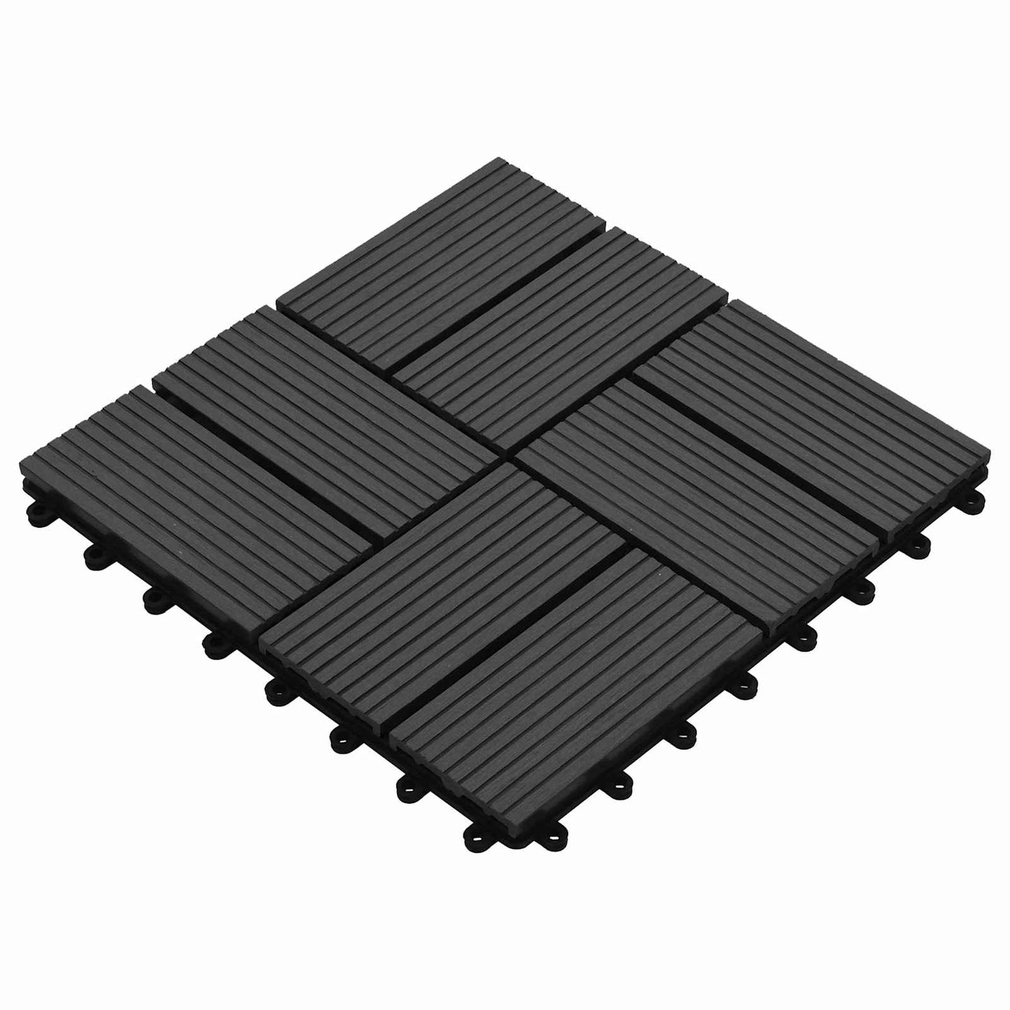 vidaXL Πλάκα Κατασκευής 11 pcs Μαύρο 30 x 30 cm WPC