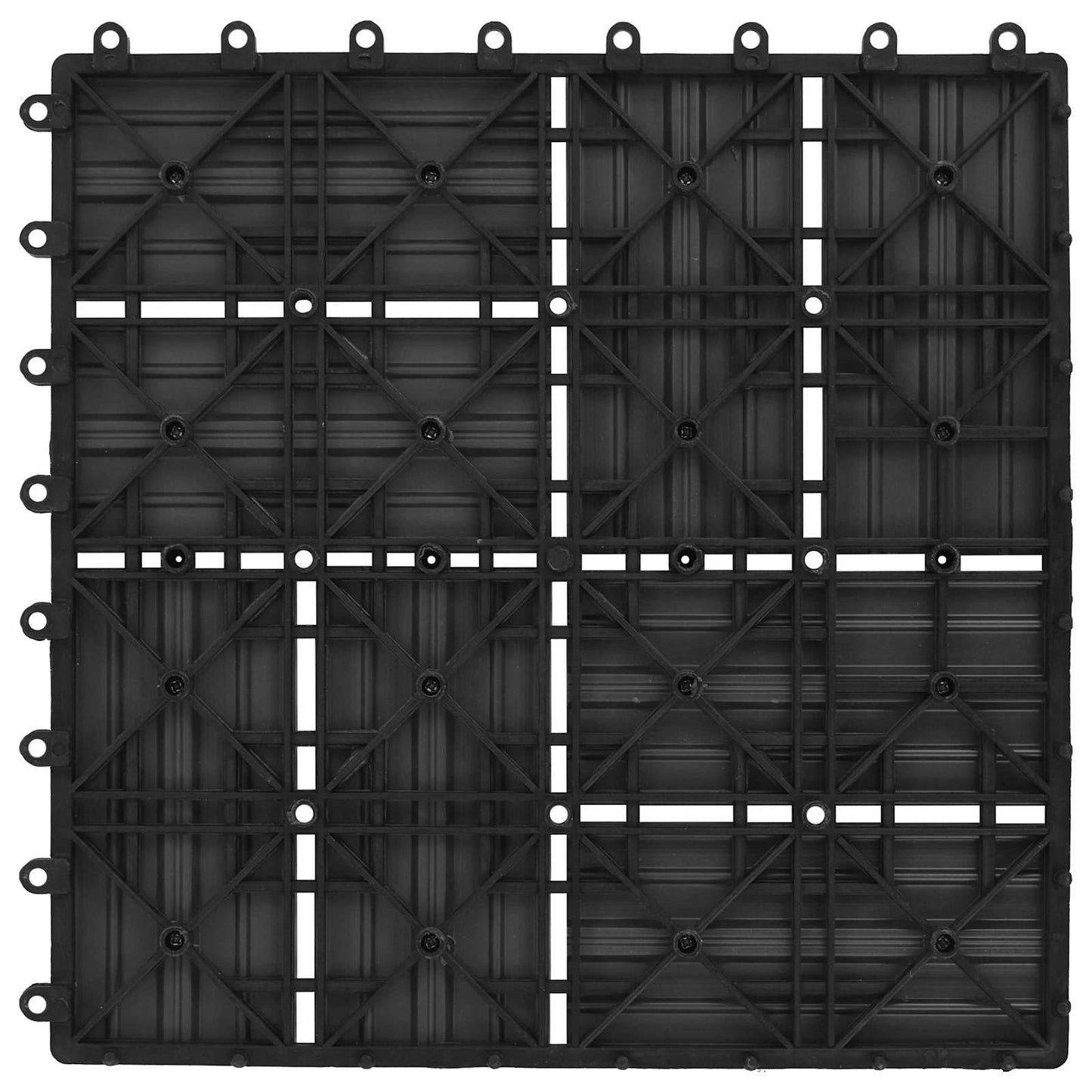 vidaXL Πλάκα Κατασκευής 11 pcs Μαύρο 30 x 30 cm WPC