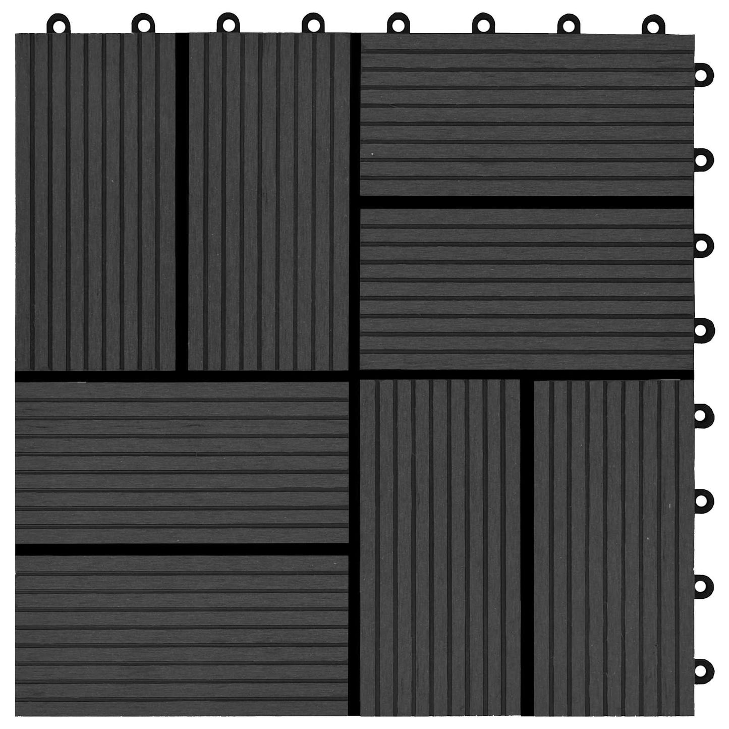 vidaXL Πλάκα Κατασκευής 11 pcs Μαύρο 30 x 30 cm WPC