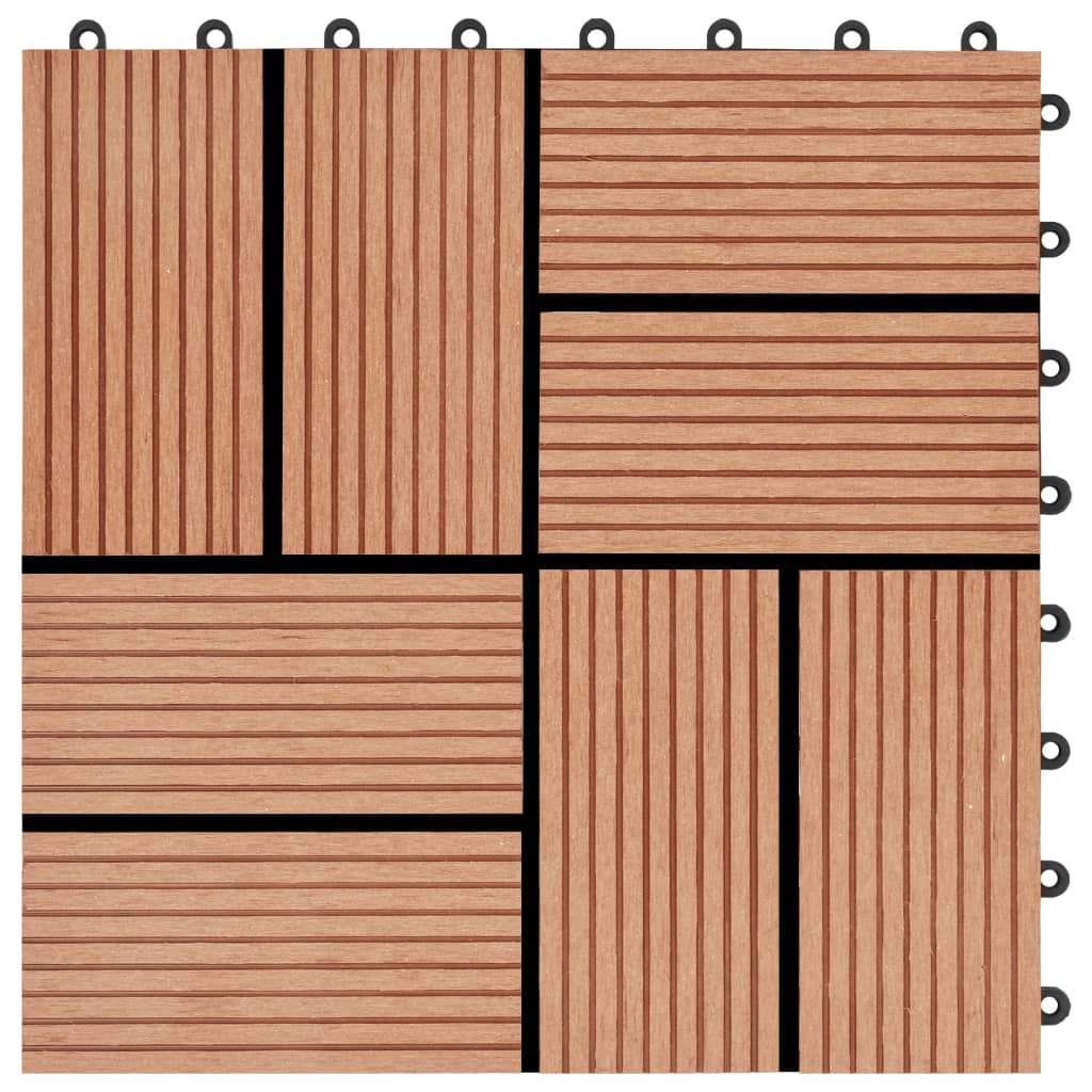vidaXL Πλακάκια Deck 11 τεμ. Χρώμα Teak 30 x 30 εκ. 1 μ² από WPC