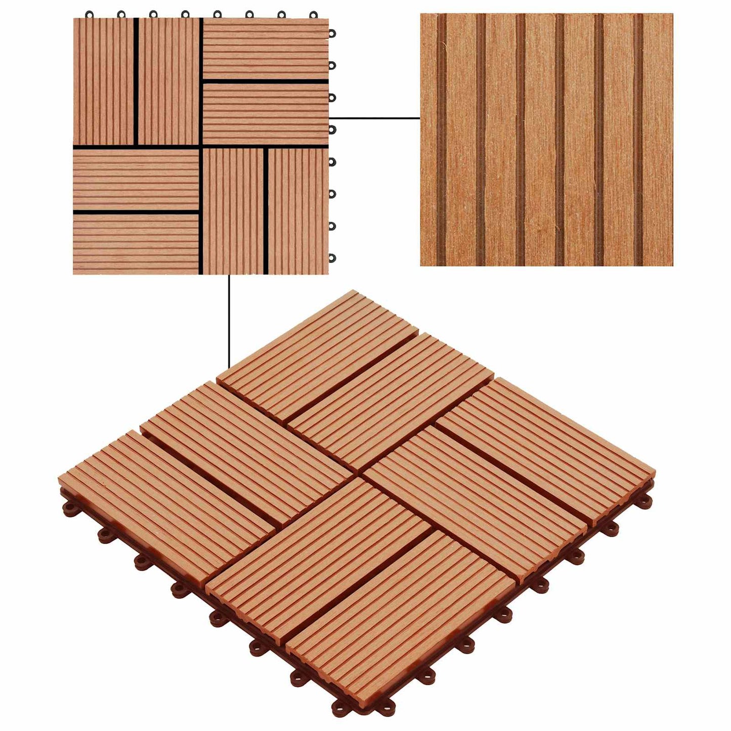 vidaXL Πλάκα Κατασκευής 11 pcs Ξύλο teak 30 x 30 cm WPC