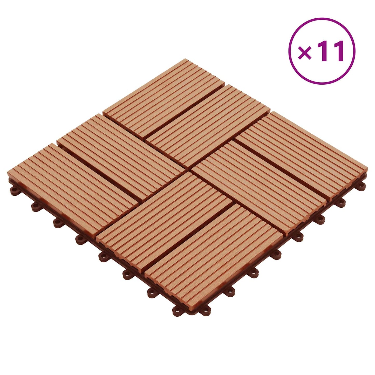 vidaXL Πλάκα Κατασκευής 11 pcs Ξύλο teak 30 x 30 cm WPC