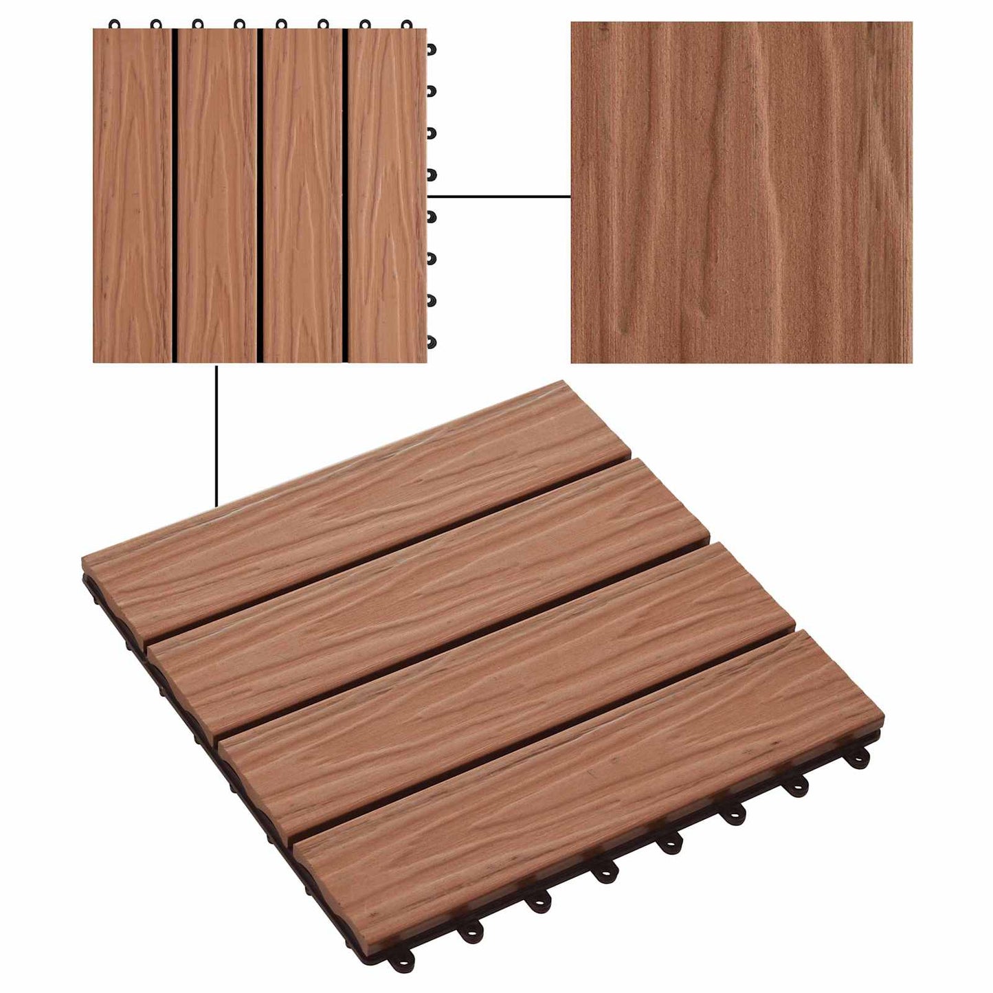 vidaXL Πλάκα Κατασκευής 3D Σχεδίαση 11 pcs Ανοιχτό καφέ 30 x 30 cm WPC