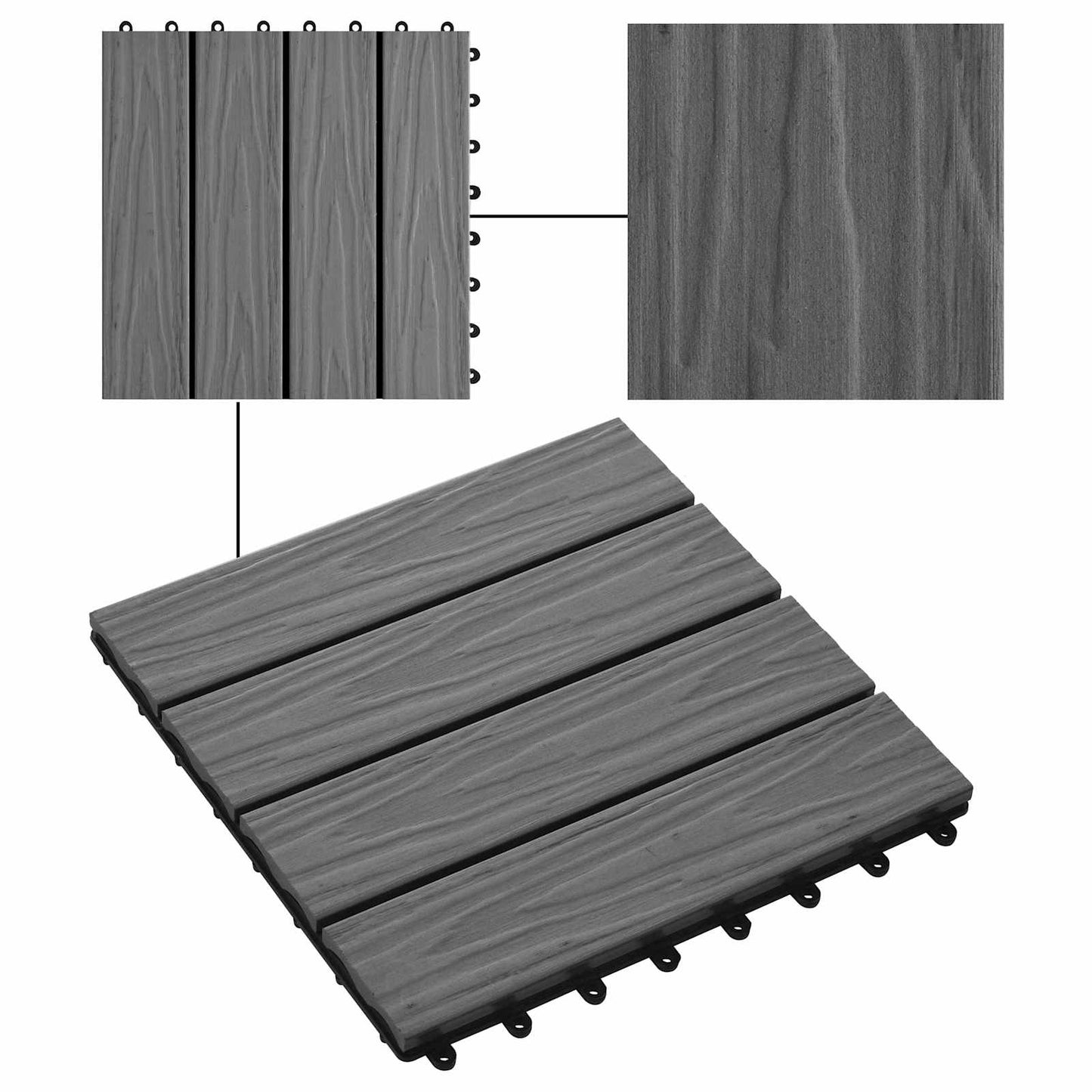 vidaXL Πλάκα Κατασκευής 3D Σχεδίαση 11 pcs Γκρι 30 x 30 cm WPC