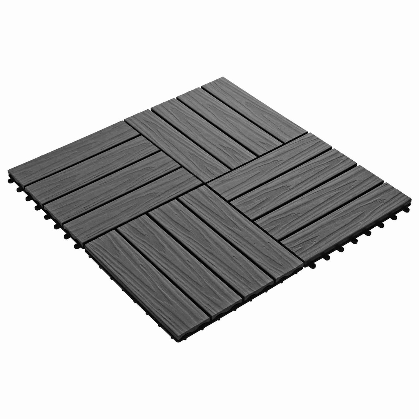 vidaXL Πλάκα Κατασκευής 3D Σχεδίαση 11 pcs Μαύρο 30 x 30 cm WPC