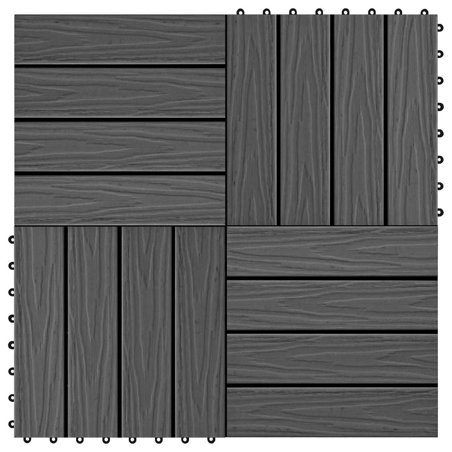 vidaXL Πλάκα Κατασκευής 3D Σχεδίαση 11 pcs Μαύρο 30 x 30 cm WPC