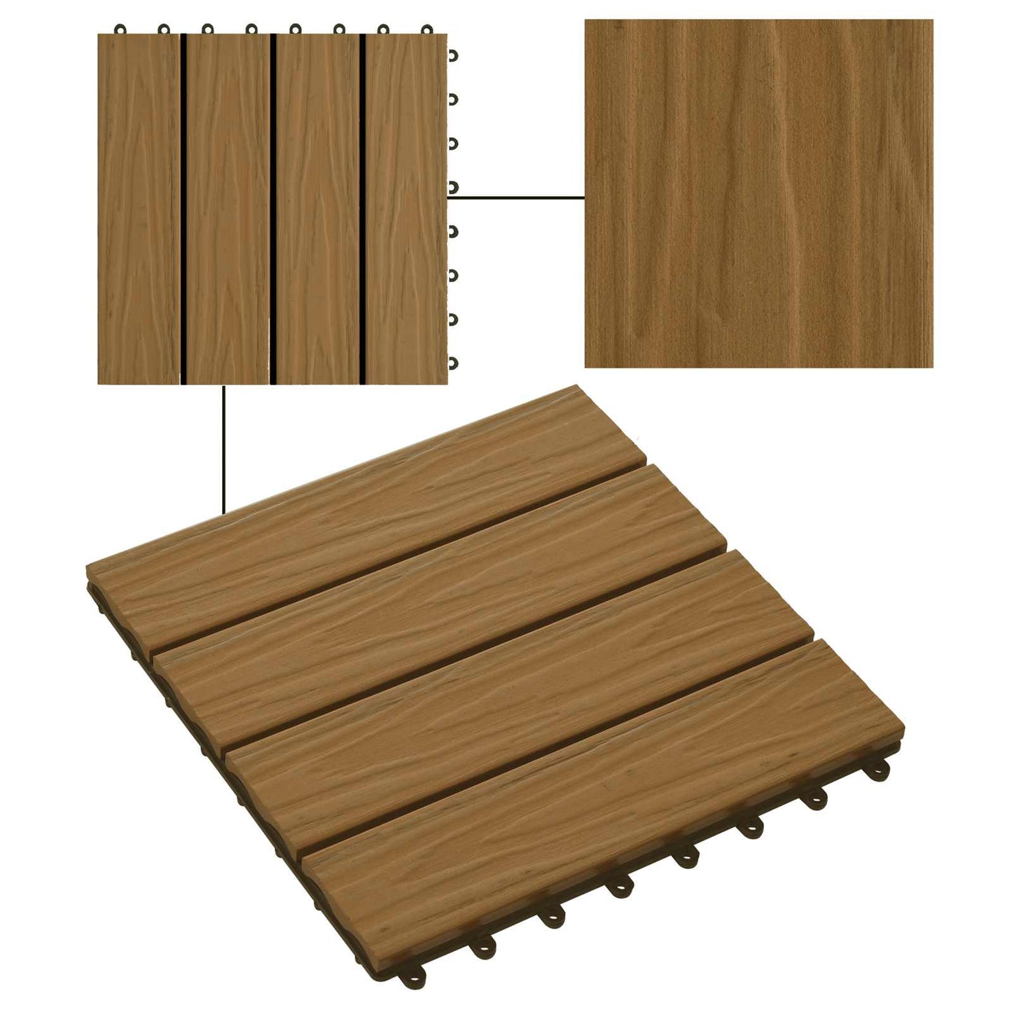 vidaXL Πλάκα Κατασκευής 3D Σχεδίαση 11 pcs Ξύλο teak 30 x 30 cm WPC