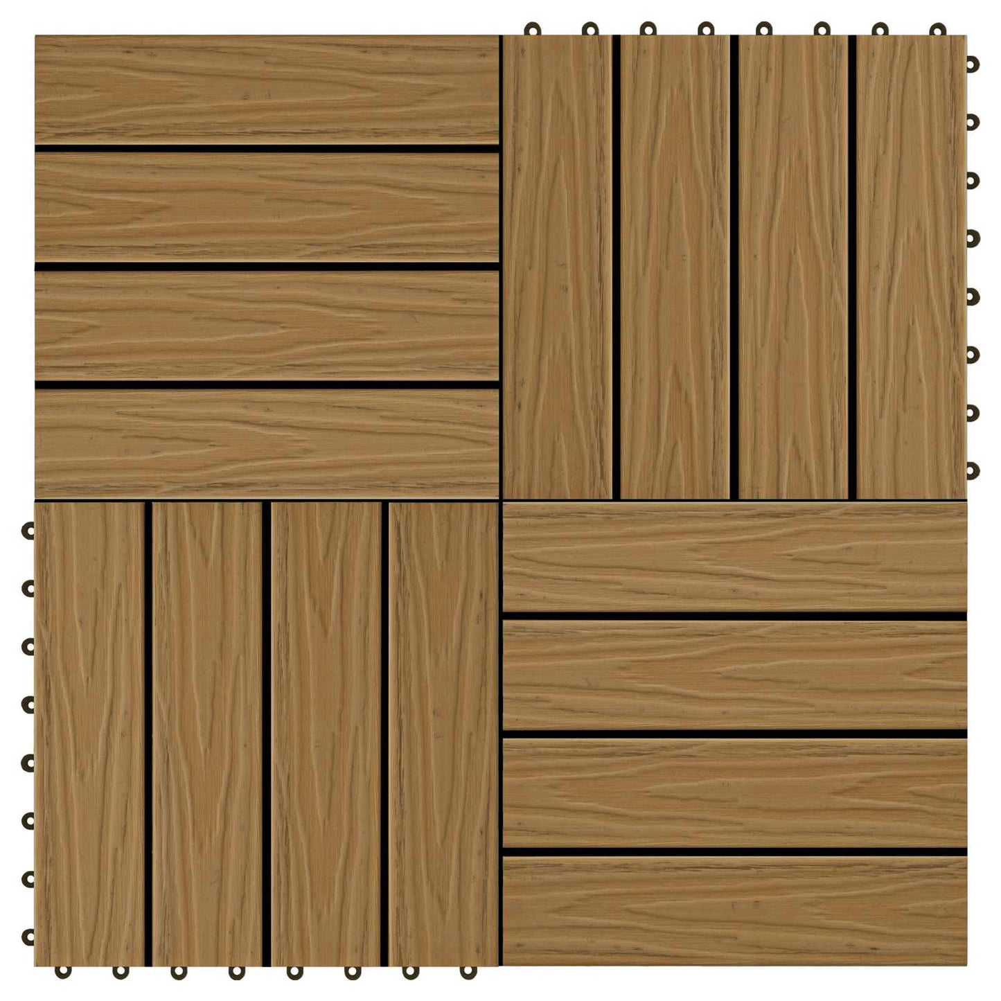 vidaXL Πλάκα Κατασκευής 3D Σχεδίαση 11 pcs Ξύλο teak 30 x 30 cm WPC