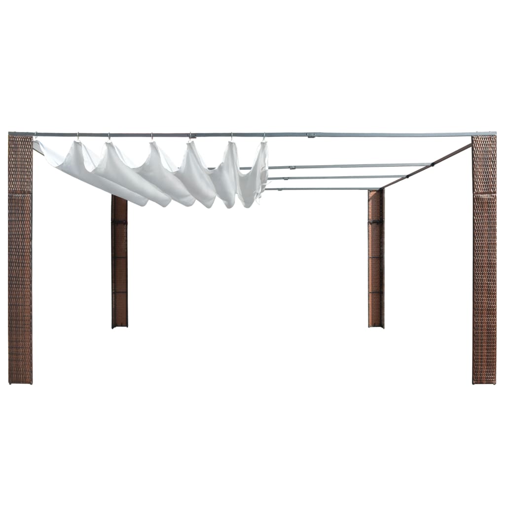 vidaXL Κιόσκι με Οροφή Καφέ/Κρεμ 400x400x200 εκ. από Συνθετικό Ρατάν