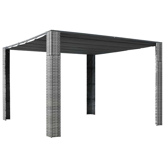 vidaXL Κιόσκι με Οροφή Γκρι/Ανθρακί 300x300x220 εκ. Συνθετικό Ρατάν
