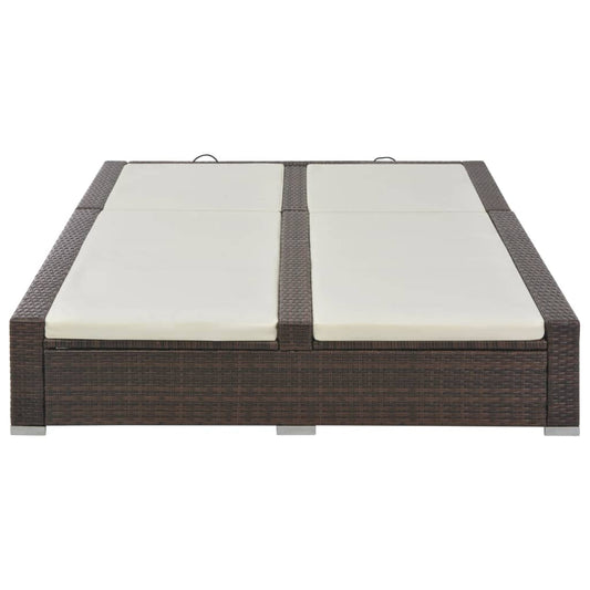 vidaXL Ξαπλώστρα Διπλή Καφέ από Συνθετικό Ρατάν