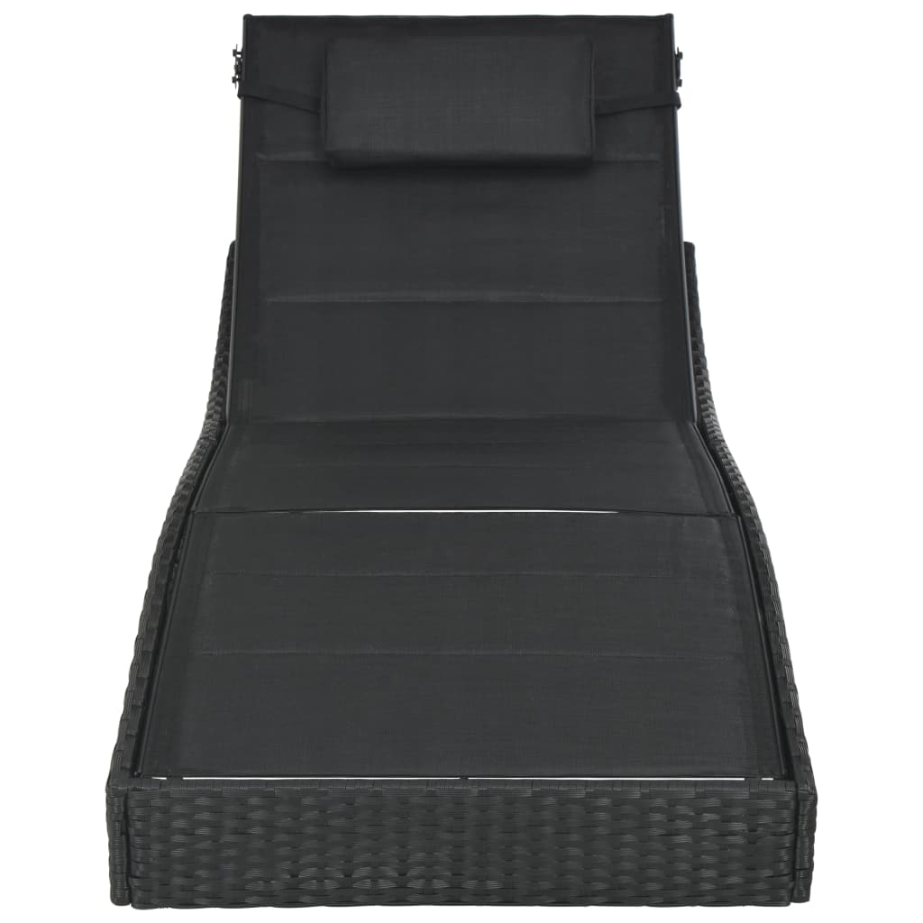 vidaXL Ξαπλώστρα Μαύρη από Συνθετικό Ρατάν / Textilene