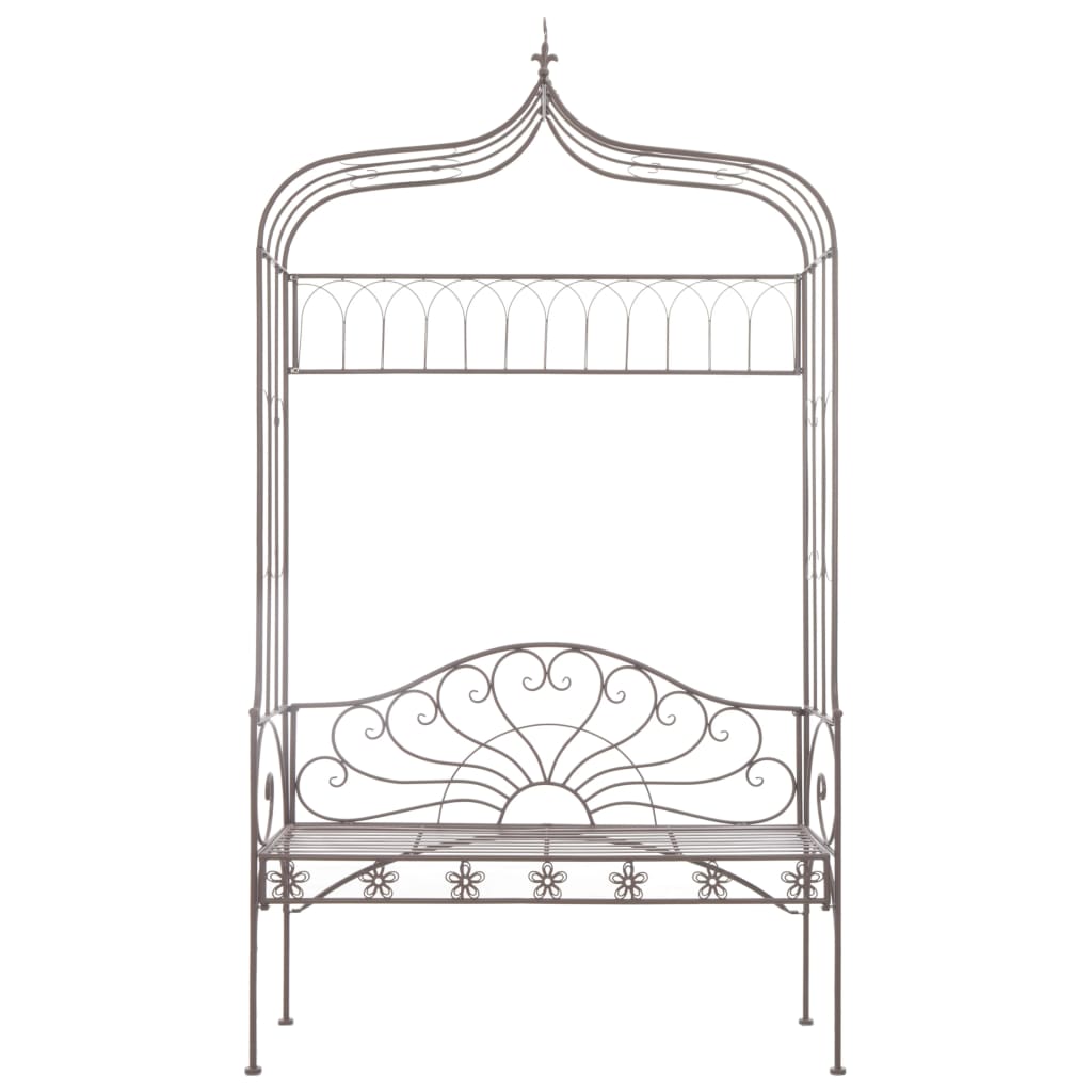 vidaXL Παγκάκι Κήπου Αντικέ Καφέ 122 εκ. Σιδερένιο