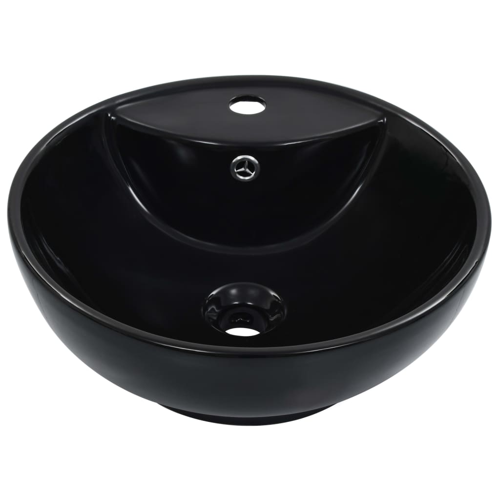 vidaXL Νιπτήρας με Οπή Υπερχείλισης Μαύρος 46,5 x 18 εκ. Κεραμικός