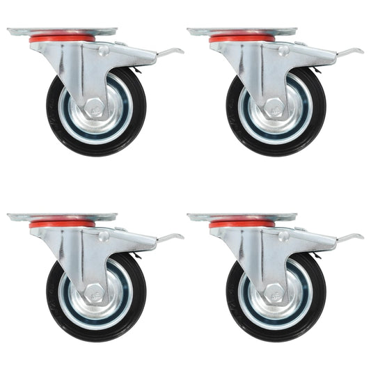 vidaXL Ρόδες Περιστρεφόμενες με Διπλό Φρένο 4 τεμ. 75 χιλ.