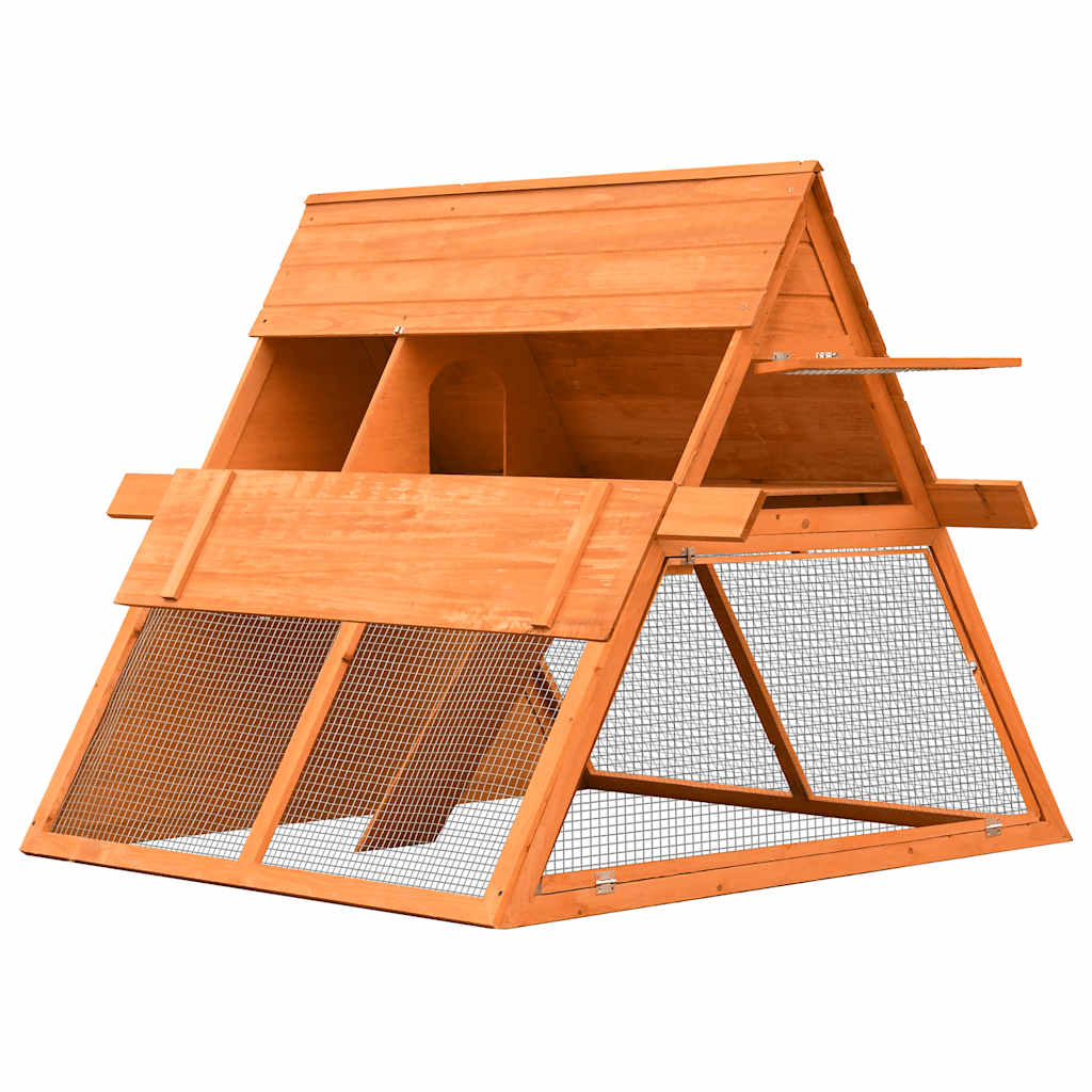 vidaXL Κλουβί Κουνελιών 152x128x108 εκ. από Μασίφ Ξύλο Πεύκου/Ελάτης