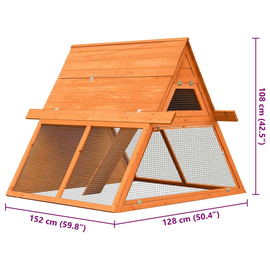 vidaXL Κλουβί Κουνελιών 152x128x108 εκ. από Μασίφ Ξύλο Πεύκου/Ελάτης