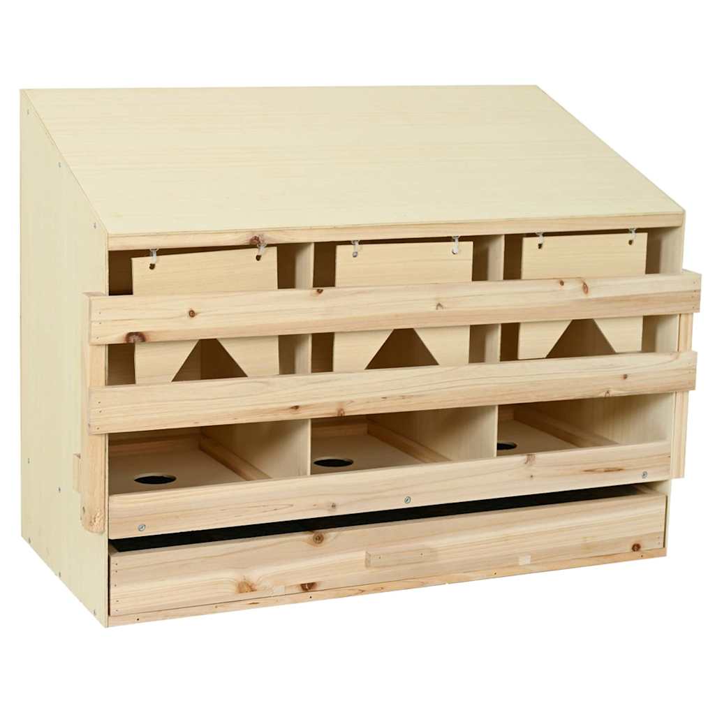 vidaXL Φωλιά για Κότες με 3 Θέσεις 93x40x65 εκ. από Μασίφ Ξύλο Πεύκου