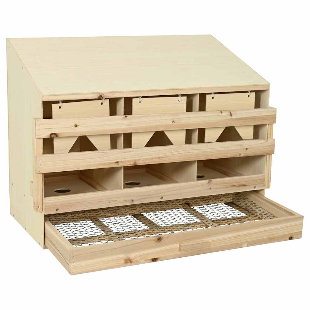 vidaXL Φωλιά για Κότες με 3 Θέσεις 93x40x65 εκ. από Μασίφ Ξύλο Πεύκου