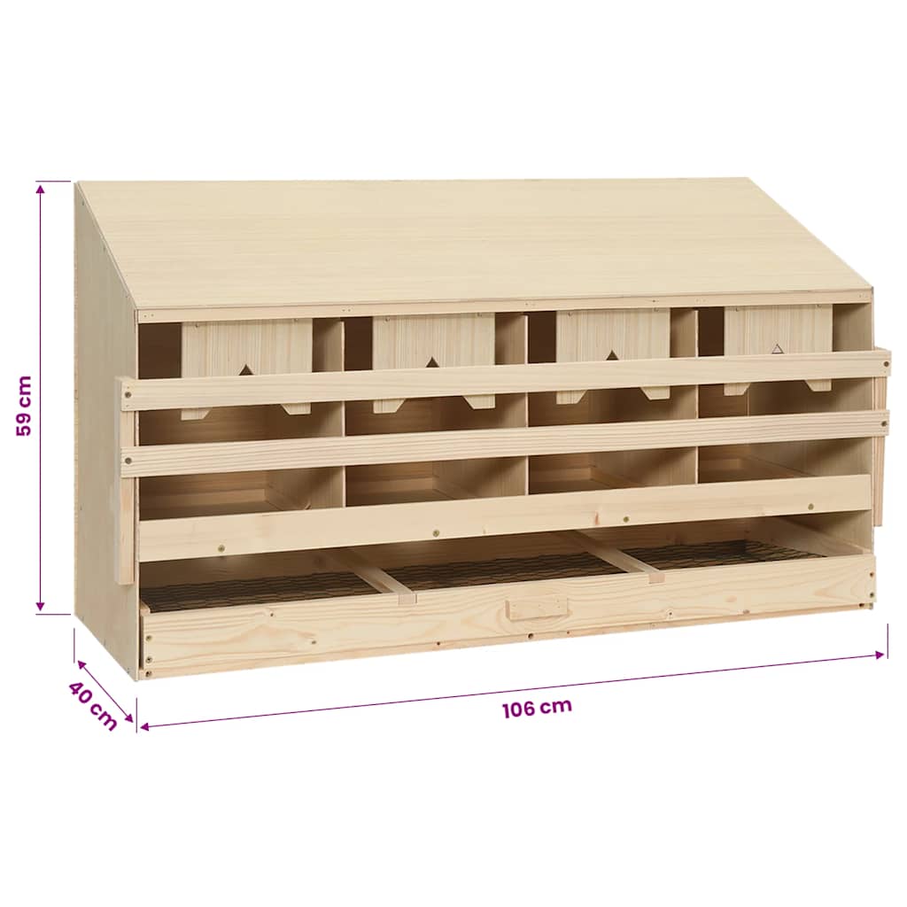vidaXL Φωλιά για Κότες με 4 Θέσεις 106x40x59 εκ. από Μασίφ Ξύλο Πεύκου