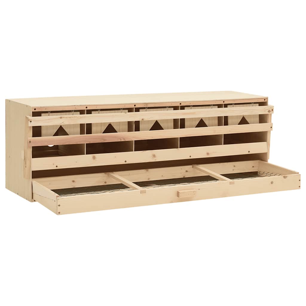 vidaXL Φωλιά για Κότες με 5 Θέσεις 117x33x38 εκ. από Μασίφ Ξύλο Πεύκου