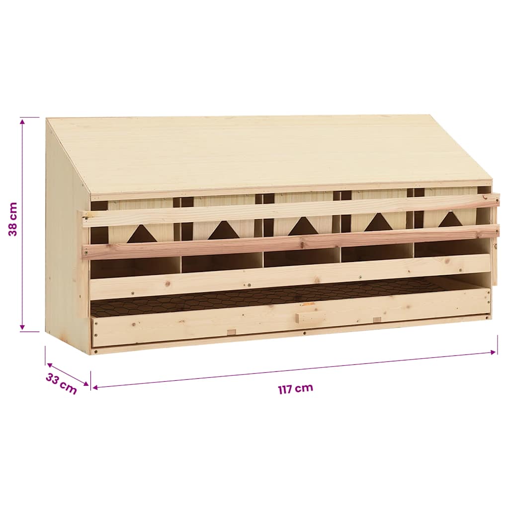 vidaXL Φωλιά για Κότες με 5 Θέσεις 117x33x38 εκ. από Μασίφ Ξύλο Πεύκου
