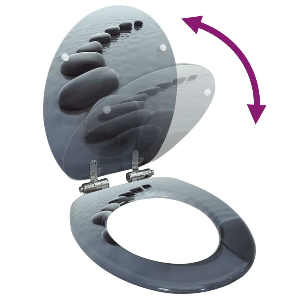 vidaXL Κάλυμμα Λεκάνης με Καπάκι Soft Close Σχέδιο Πέτρες από MDF